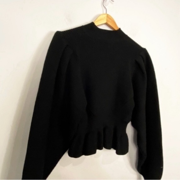 Mock Chucky Black Sweater Bishop Balloon Sleeve - Picture 7 of 11